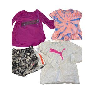 4 Piece Girls Shorts Tops Nike Puma Cat & Jack Lot Bundle